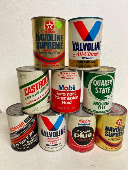 Cans of Oil Group of Misc Vintage and Transmission Fluid