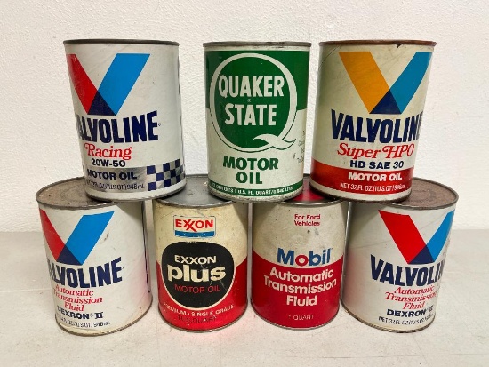 Cans of Oil Group of Misc Vintage and Transmission Fluid
