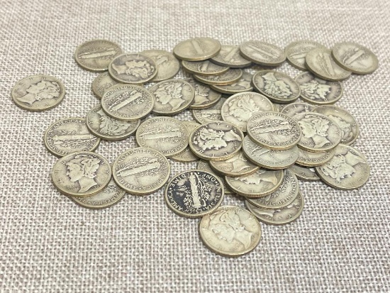 Forty Nine Early 40's Mostly '41-'42 Mercury Dimes