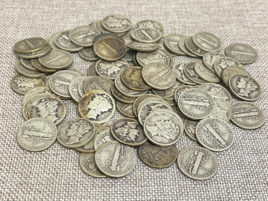 Group of Mercury Dimes Mostly Late 1930's Early 1940's