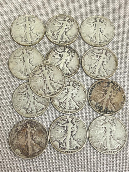 Thirteen Walking Liberty Silver Half Dollars - 1945 S