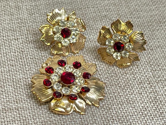 Costume Brooch and Earring Set