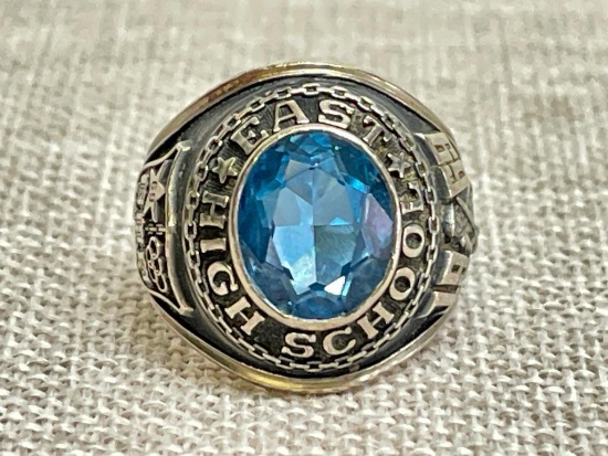 Tested 10k White Gold, Jostens Class Ring, East Hight School 1969, Total of 10.2 Penny Weight