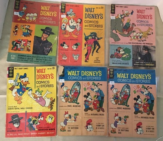 Group of Six Vintage 1963-1964 Walt Disney Comic Books