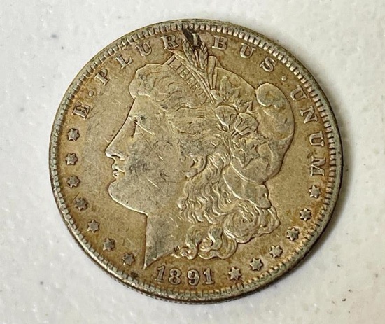 1891 US Morgan Silver Dollar Coin