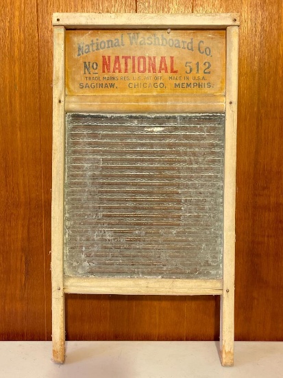 Vintage National Washboard Co. Glass Washboard