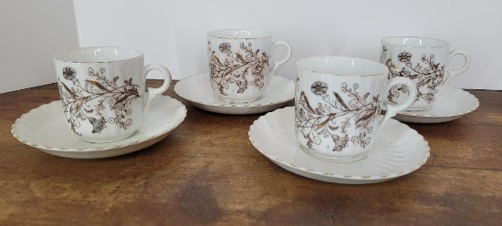 Set of 4 Vintage Rorstrand 825 Demitasse Cup and Saucer