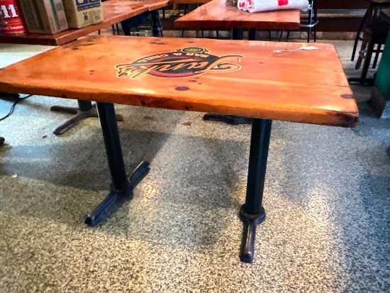 Wooden Table Top w/Metal Base and Tank's Bar and Grill Logo