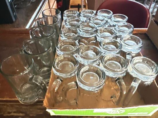 Set of Twenty Clear Glass Beer Mugs (Two Sizes)