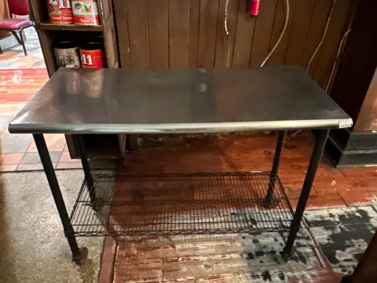 Stainless Steel Rolling Prep Table w/Storage Rack