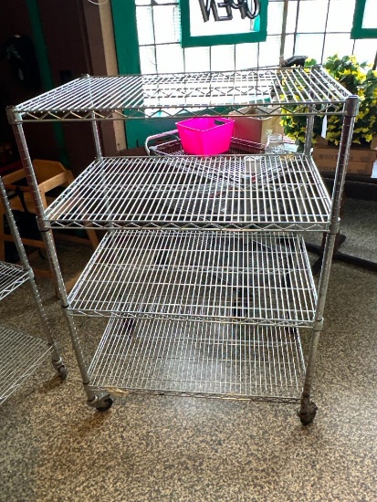 Metal Wire Rolling Rack w/Four Shelves
