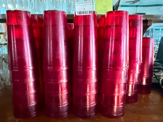 Set of Eighty Red Plastic Drink Glasses
