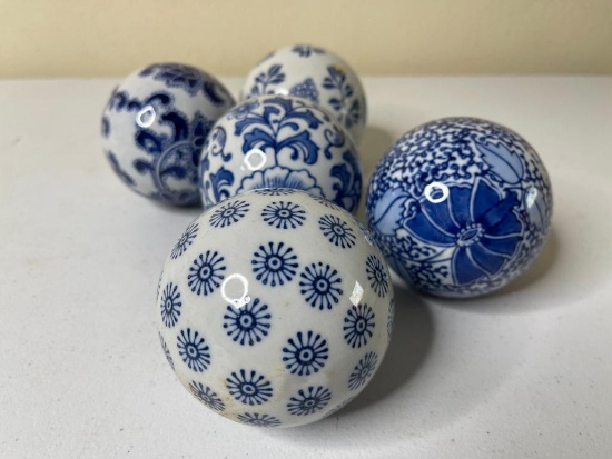 Group of 5 Ceramic Decorative Balls