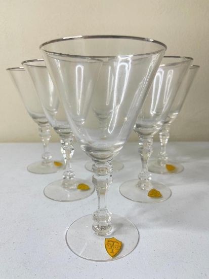Set of 6 Vintage Tiffin Wine Glasses