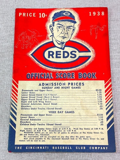 1938 Cincinnati Reds Score Book