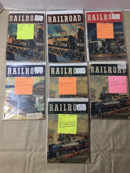 Seven Vintage Railroad Magazines 1950