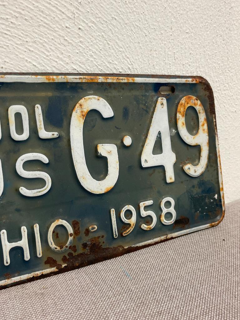 1958 Metal Ohio School Bus License Plate | Proxibid