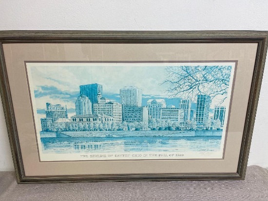 Dayton, Ohio Skyline 1989 Framed Artwork - Artisan Numbered and Signed
