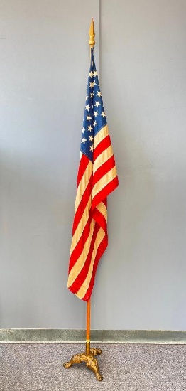American Flag on Cast Iron Base