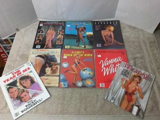 Eight Vintage Playboy Magazines 1987 - Like New Condition
