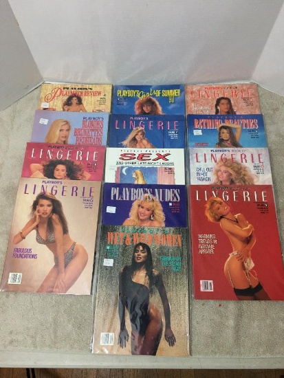 Thirteen Vintage Playboy Magazines 1990 - Like New Condition