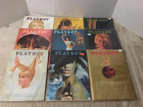 Nine Vintage Playboy Magazines 1965