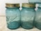 Group of Five Vintage Blue Ball Glass Pint Jars