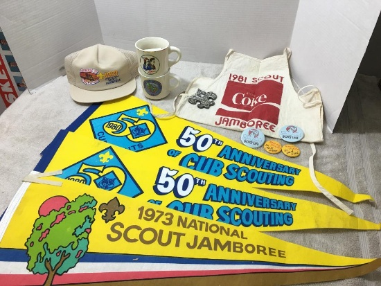 Misc Boy Scout Lot Incl Hat, Mugs, Pennants and More