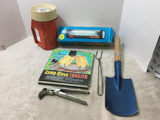 Misc Camping Set Incl Toaster, Shovel Flashlight and More