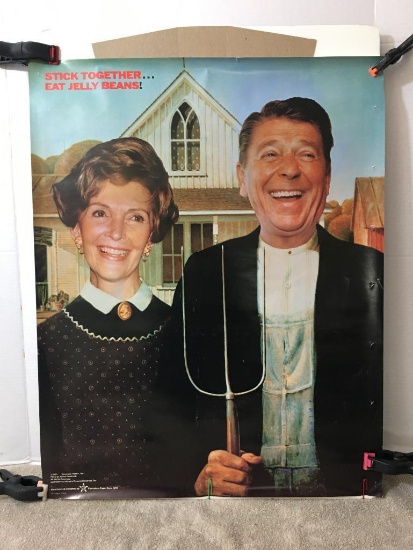 Vintage Ronald and Nancy Reagan "Stick Together...Eat Jelly Beans" Poster 1981