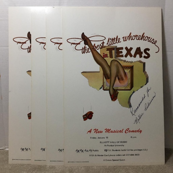 Four "The Best Little Whorehouse in Texas" Musical Ad Posters Purdue University 1978