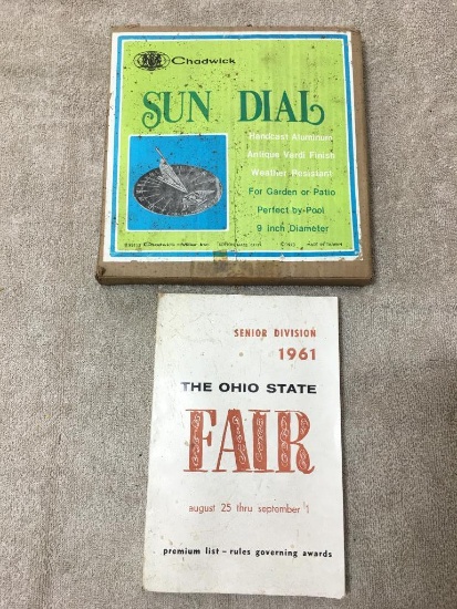 Two Piece Lot Incl 1961 Ohio State Fair Book and Aluminum Sun Dial