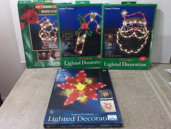 Four Lighted Christmas Decor