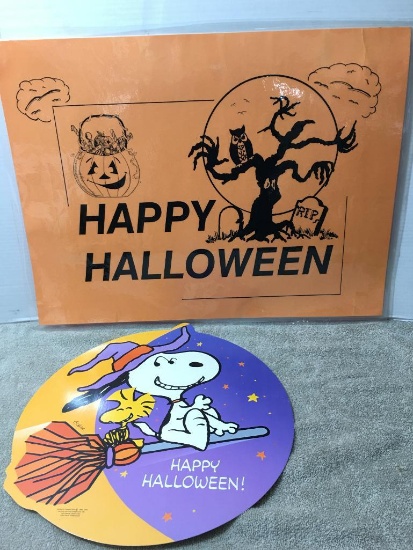 Two Halloween Posters Incl Snoopy and Woodstock