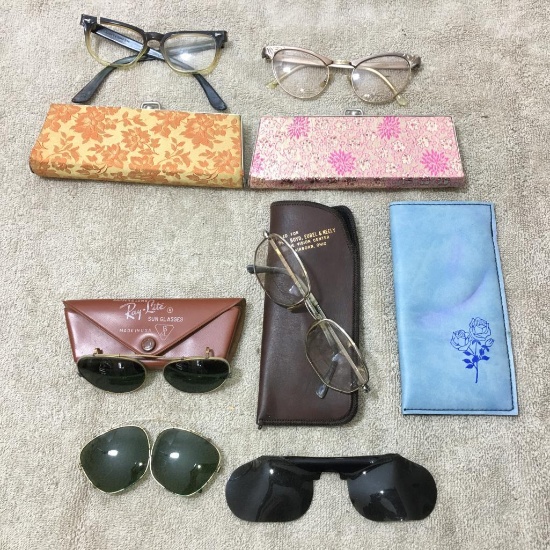 Group of Vintage Eye Glasses and Sunglasses