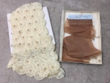 Vintage Lot Incl Baar & Beards Crochet Wool Hat and Two Pair of Knee High Hosiery