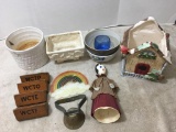 Misc Treasure Lot of Planters, Brass Bell and More