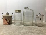 Group of Refrigerator Bottle, Ball Canning Jar, Lidded Crock and More