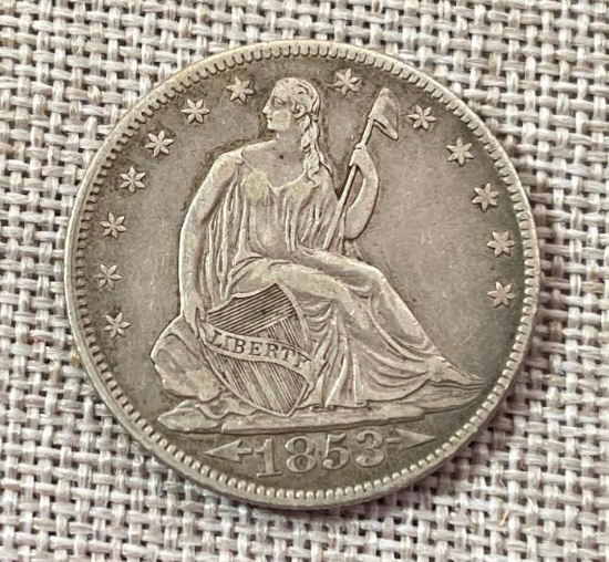 1853 Seated Liberty Half Dollar Coin