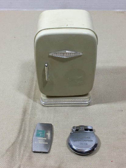 American Freezer Salesman Sample and Frigidaire Money Clip and Butane Lighter (1935)