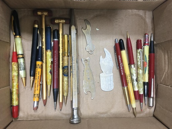 Group of Vintage Advertising Mechanical Pencils and Bottle Openers