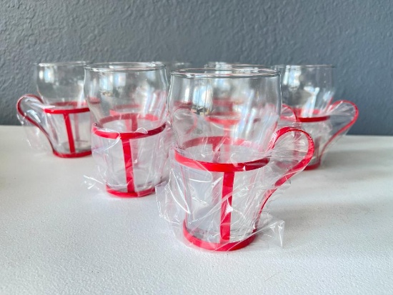 Set of 8 Soda Fountain Style Glasses with Metal Handles