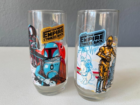 Set of 2 Vintage Empire Strikes Back Character Collector Glasses by Burger King