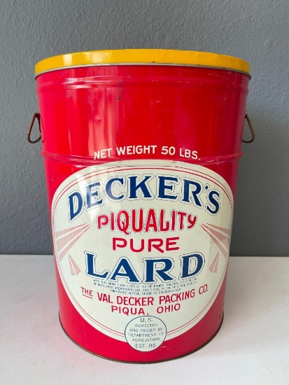 Vintage Decker's Lard Tin Can