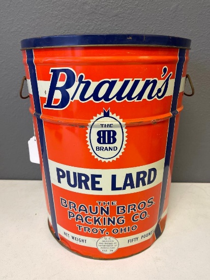 Vintage Braun's Lard Tin Container