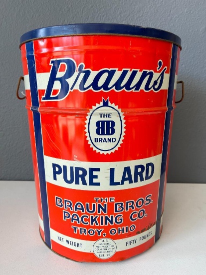 Vintage Braun's Pure Lard Tin Can