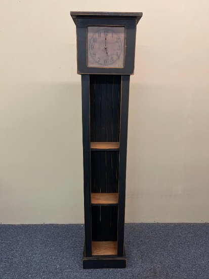 Primitive Wooden Clock and Display Shelf