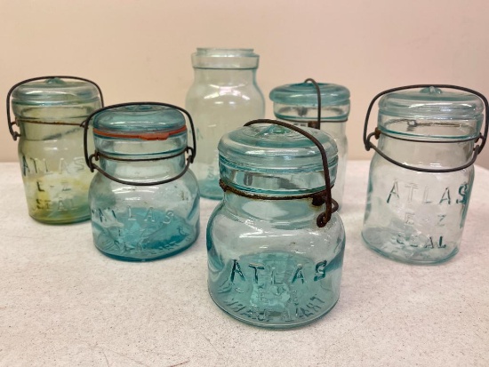 Group of 6 Vintage Glass Jars