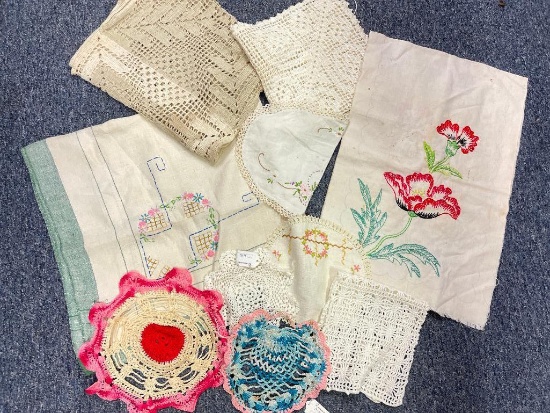 Group of Vintage Linen and Doilies