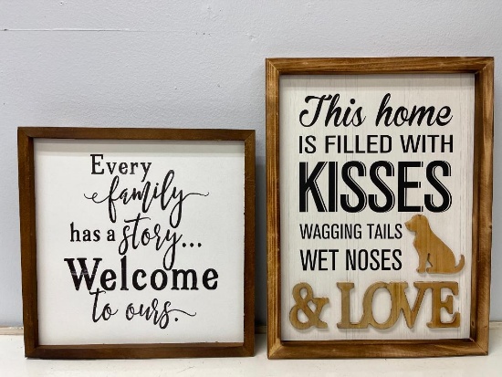 Group of 2 Wooden Framed Signs